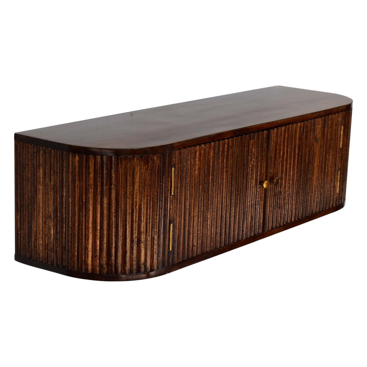 Solid Wood Chunky Chestnut Floating Bedside Table with Drawer and Shelf