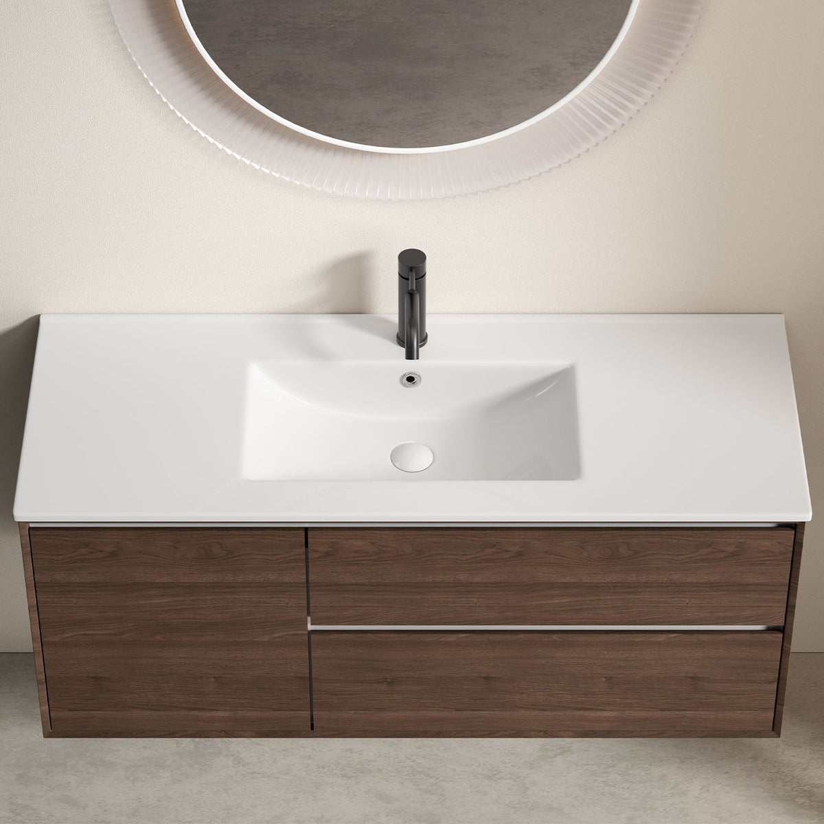 Milk White Bathroom Sink Vanity Top with Thin-Edge Design - 47.64" Wide