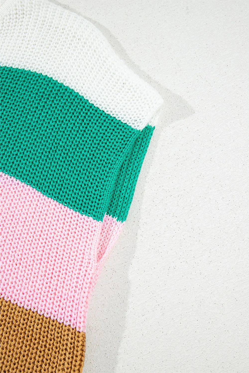 Color Block Notched Cap Sleeve Knit Top