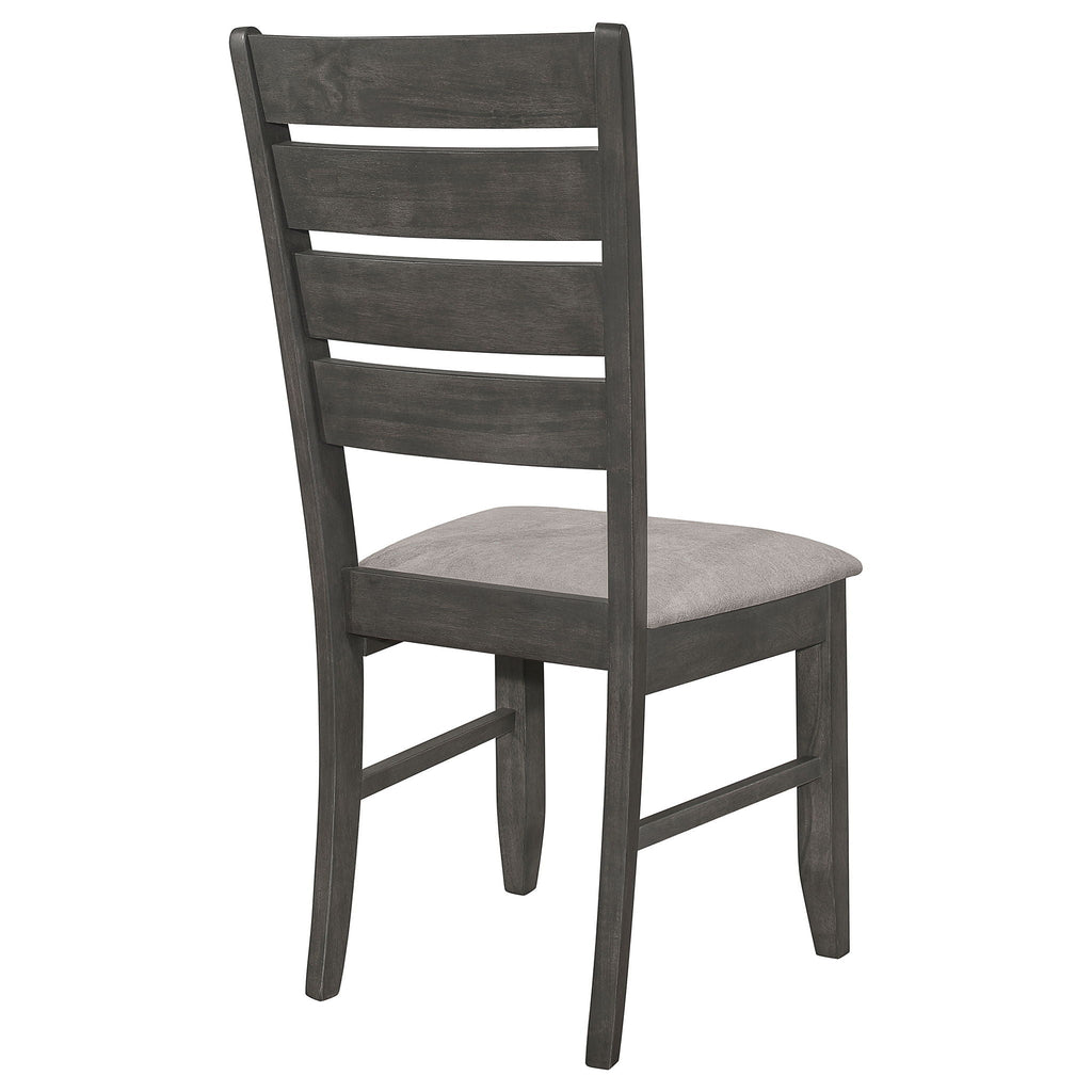 Padded Seat Dining Chairs with Tapered Slats - Set of 2, Dark Gray or Black