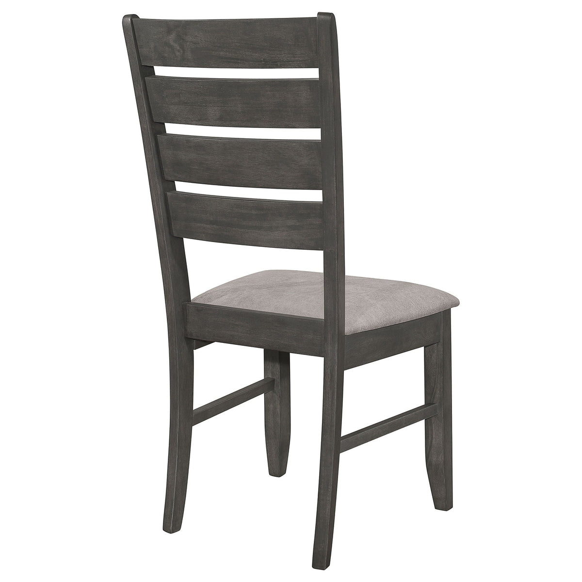 Padded Seat Dining Chairs with Tapered Slats - Set of 2, Dark Gray or Black