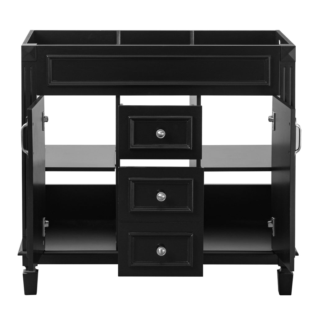 36" Bathroom Vanity Without Top Sink with Soft-Closing Doors - Black