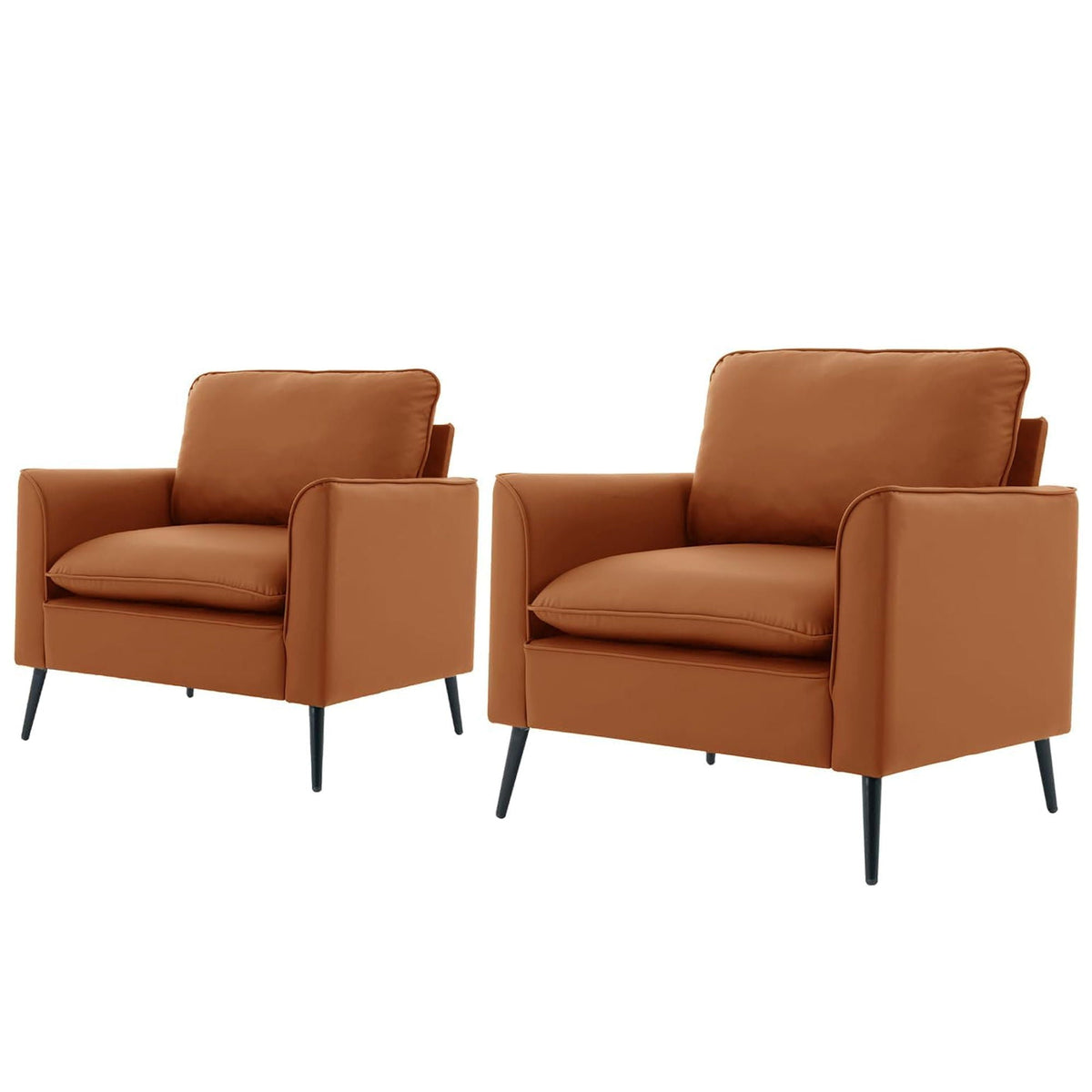 Nordic Retro Light Luxury Upholstered Sofa Chair Set of 2 with Cushions - Multiple Colors