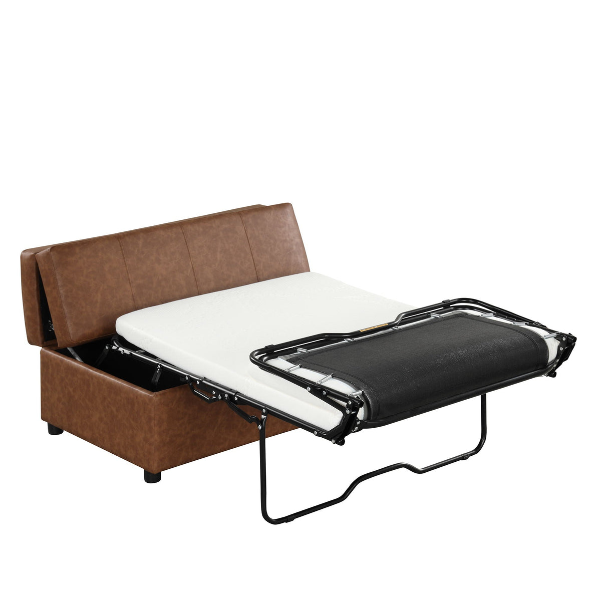 Twin Size Folding Ottoman Sleeper Bed with Mattress - Light Brown, Black, Dark Gray, White