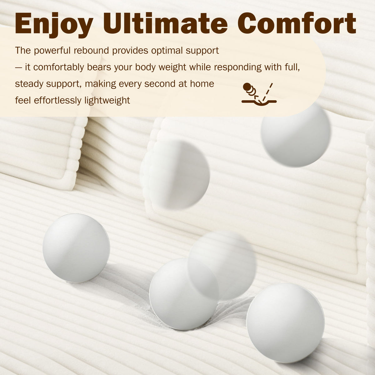 Convertible Floor Sofa with 2 Pillows - Twin Size Corduroy - White or Gray