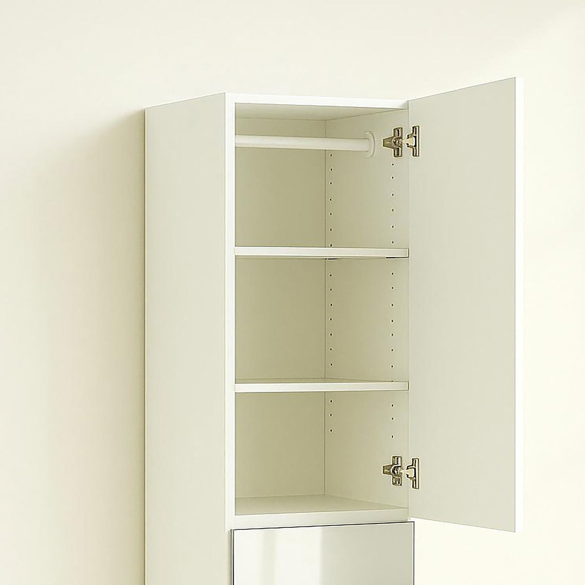 Slim Modular Closet Cabinet with Mirror - White