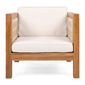 Outdoor Club Chair with Rope Arm and Cushions - Beige