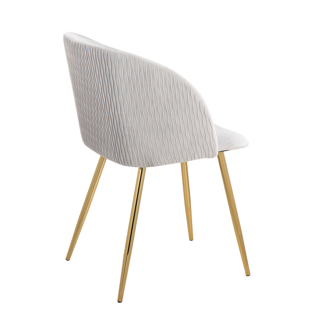 Pleated Waves Contemporary Chair Set of 2 with Metal Legs - Black, Gray, or Pearl Silver