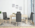 Beige Brown 5 Piece Dining Set with Turned-Leg Table & Tufted Chairs