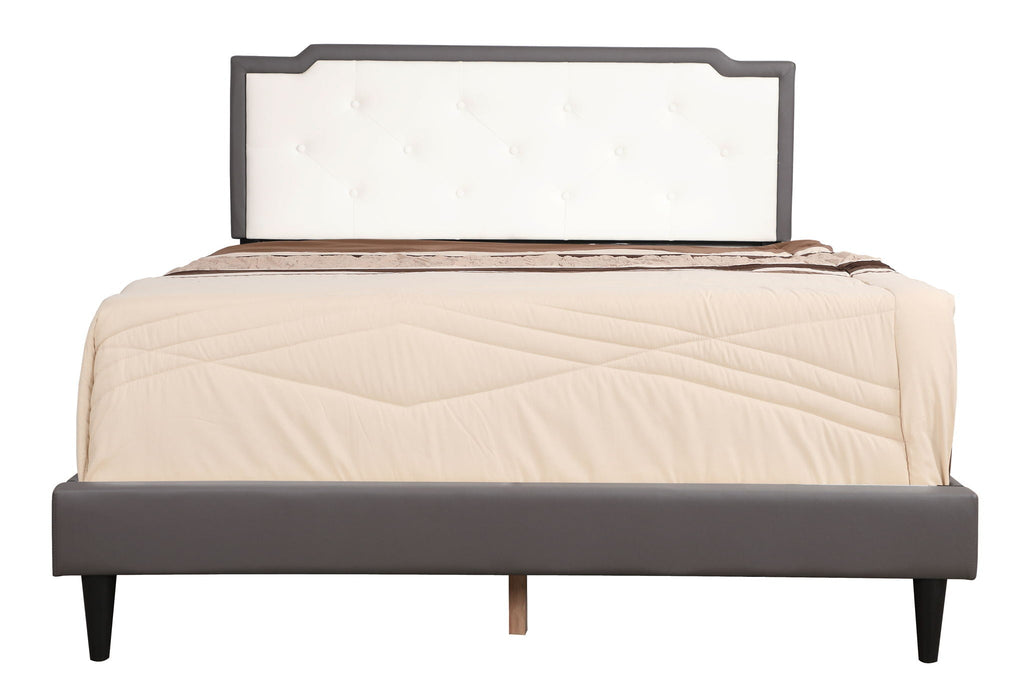 Two Tone Upholstered Bed with Button Tufted Headboard - Multiple Colors