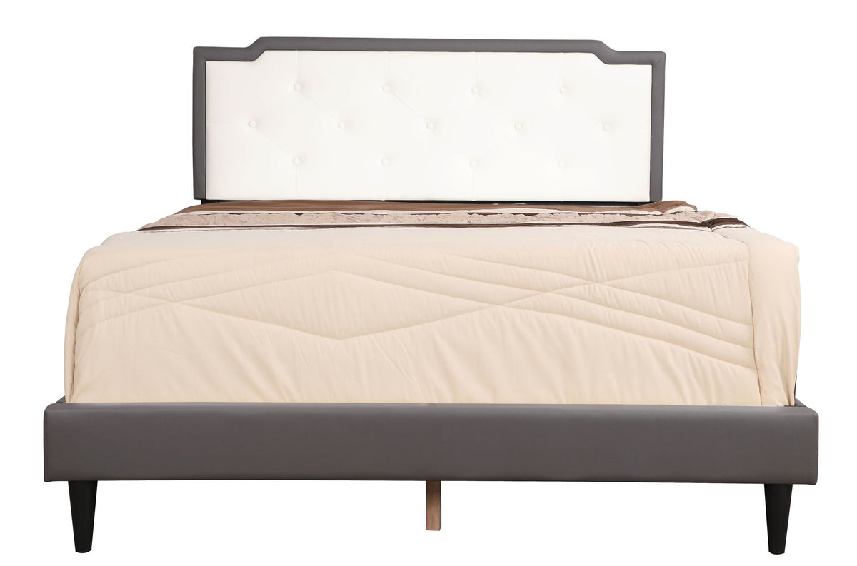 Two Tone Upholstered Bed with Button Tufted Headboard - Multiple Colors