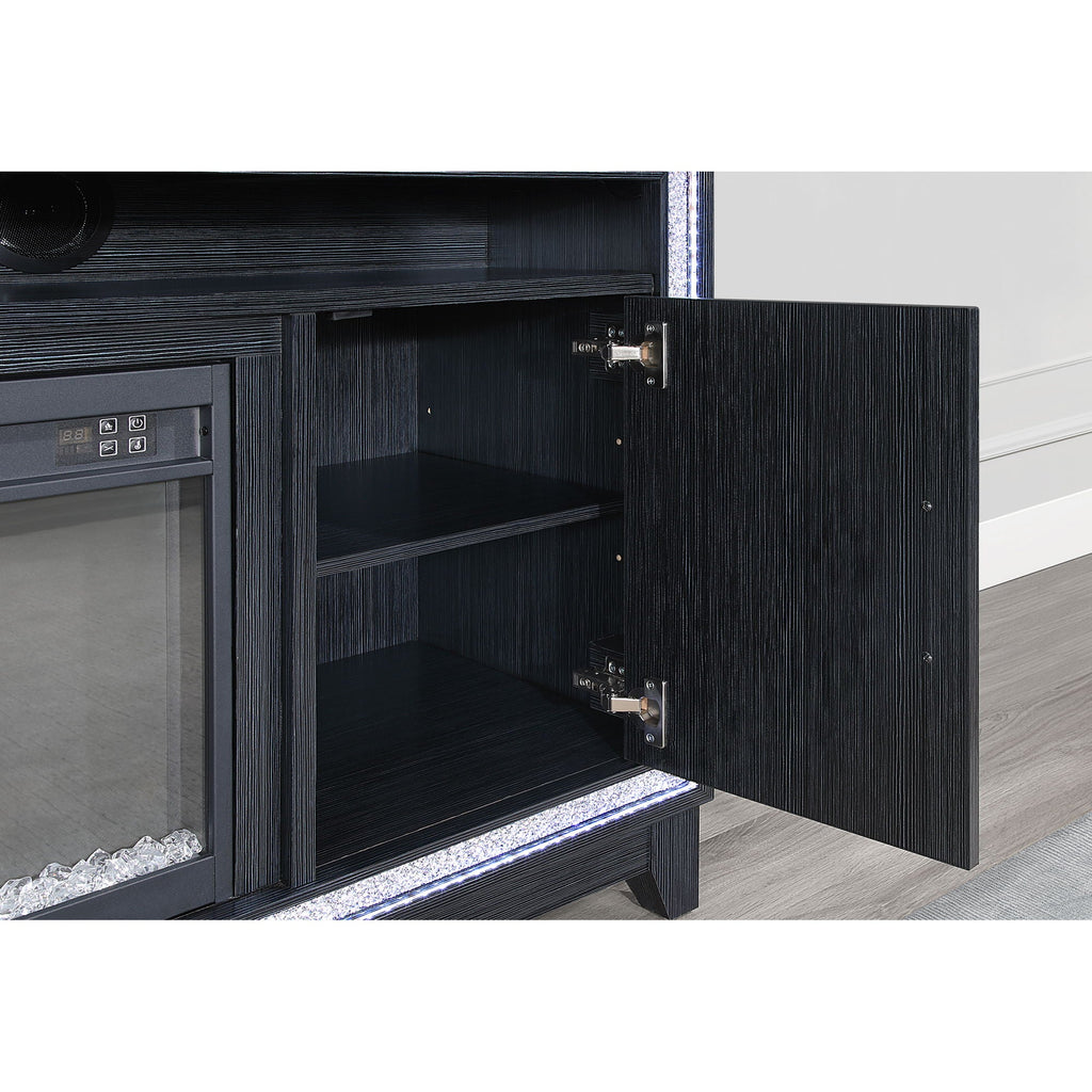 Fireplace TV Stand with Adjustable Temperature and LED Options - Dark Gray or White
