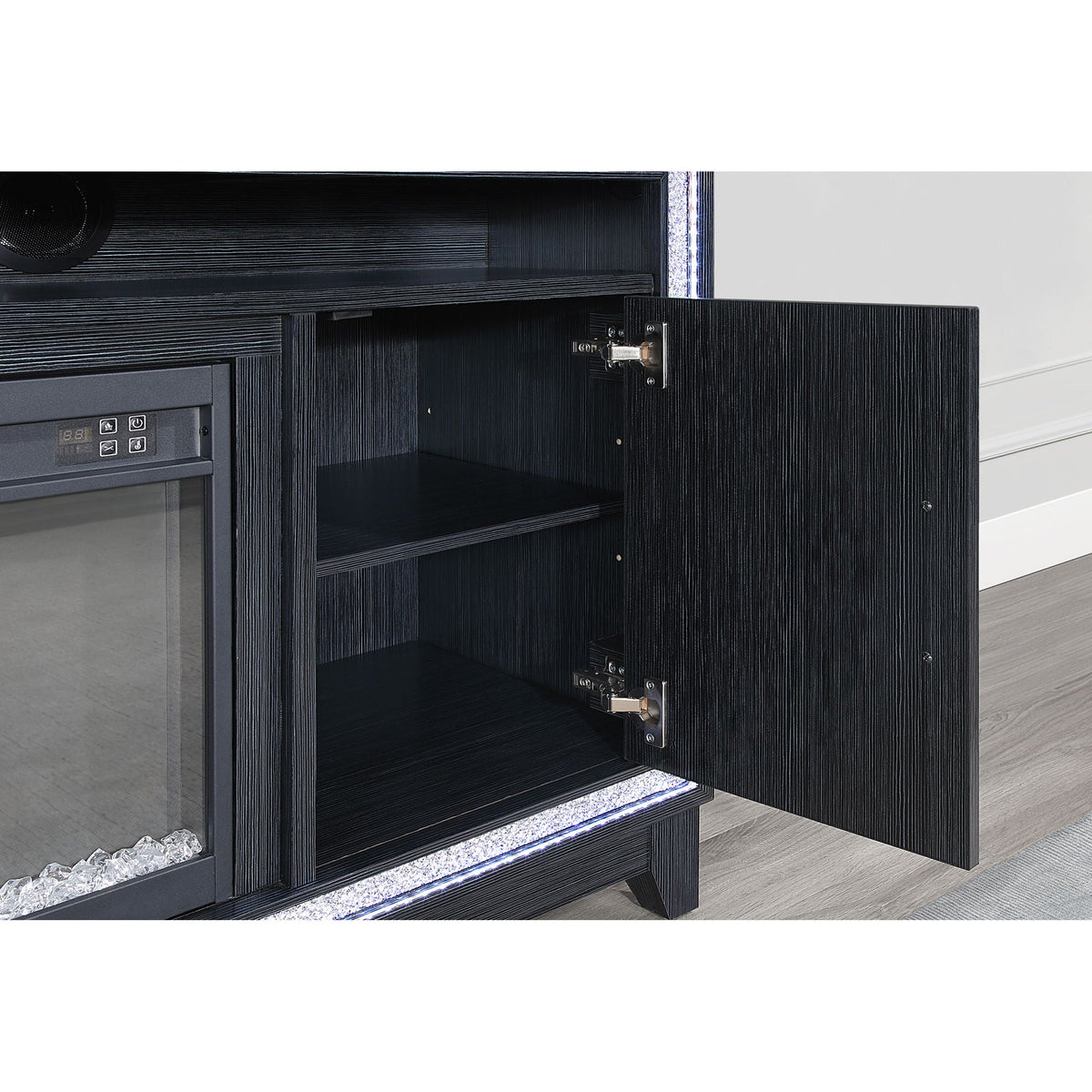 Fireplace TV Stand with Adjustable Temperature and LED Options - Dark Gray or White