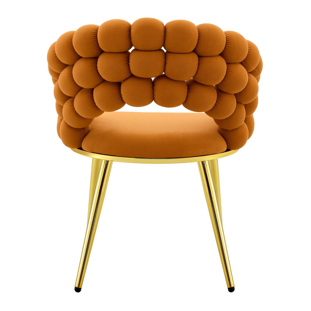 Ball Chain Bubble Dining Chair Set with Sculptural Backrest - Dark Gray, Beige, Orange