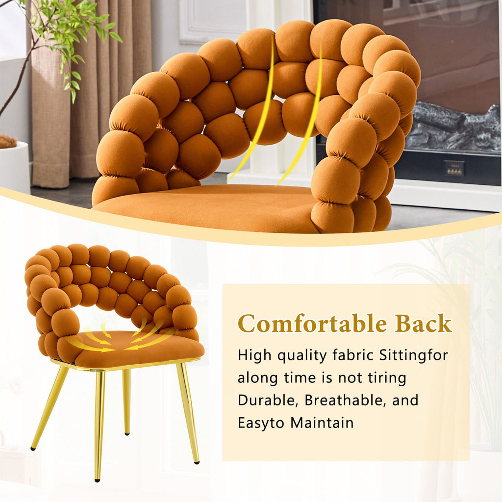 Ball Chain Bubble Dining Chair Set with Sculptural Backrest - Dark Gray, Beige, Orange