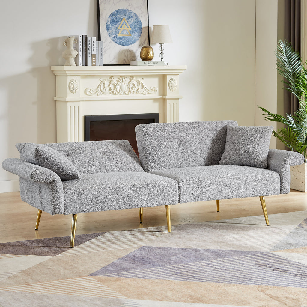 Modern Teddy Upholstered Accent Loveseat Sofa with Side Pocket - White