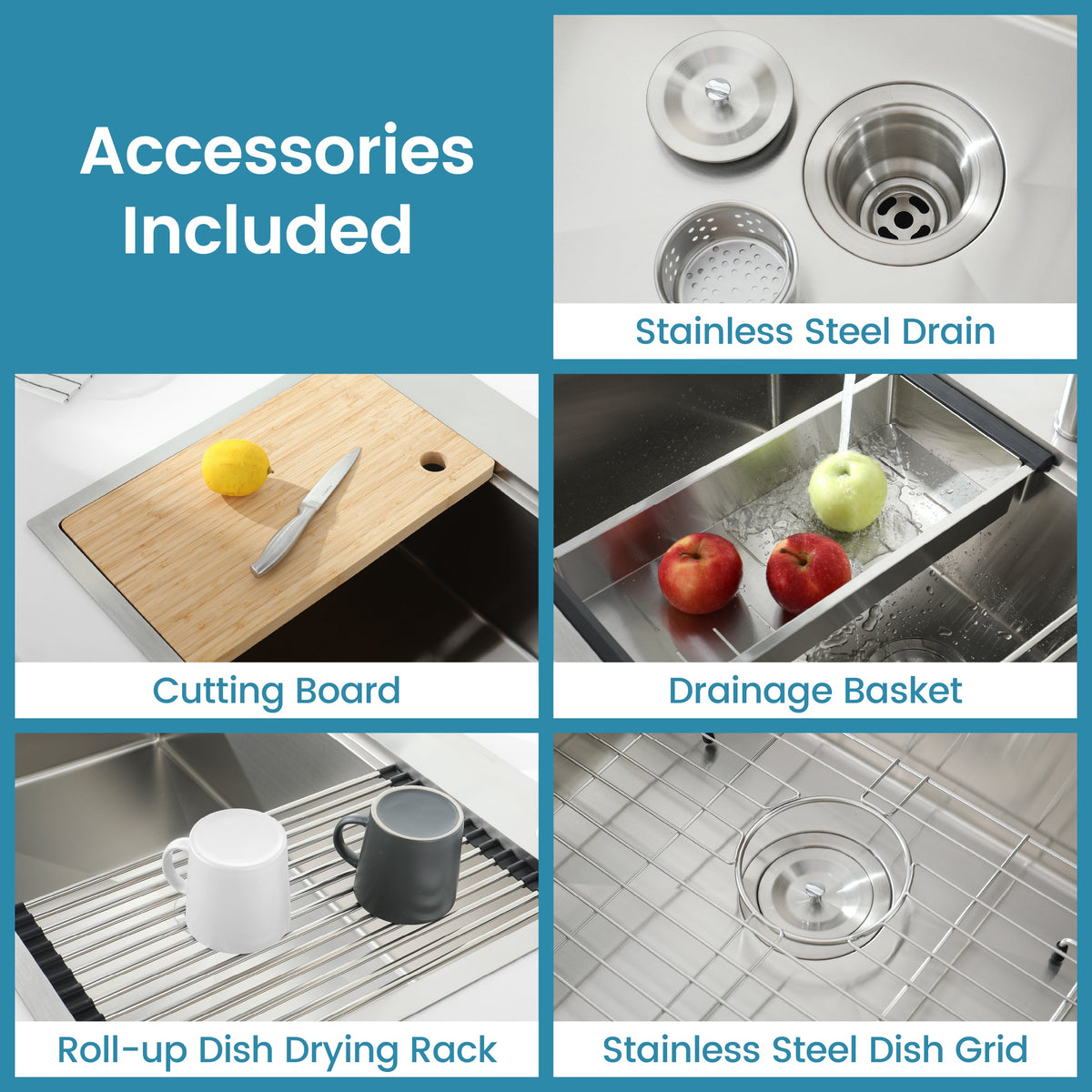 Stainless Steel Kitchen Sink with Single Bowl - Brushed