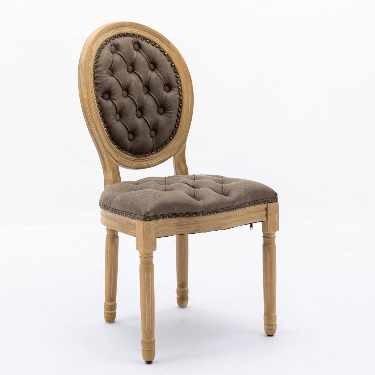 French Style Solid Wood Dining Chair with Nailhead Trim - Multiple Colors