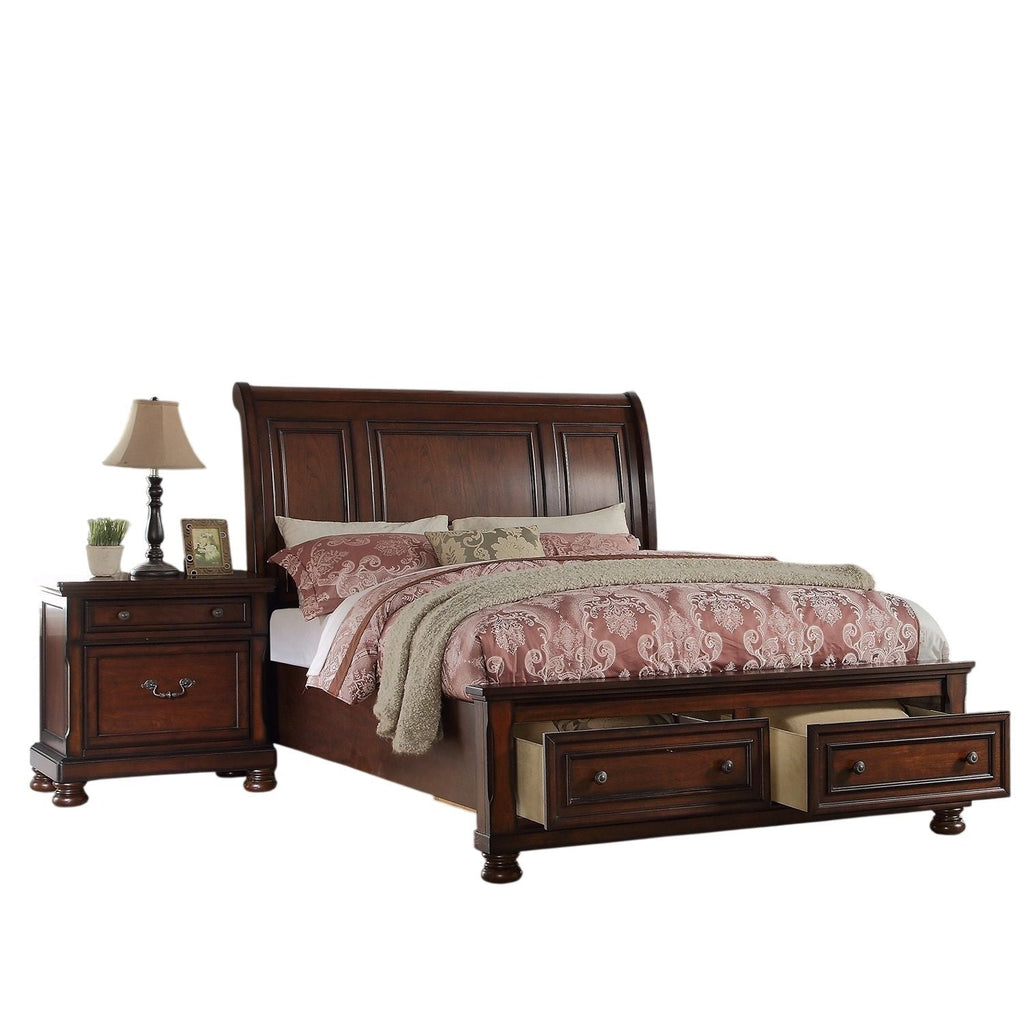 Panel 3 Piece Bedroom Set with Nightstands - Dark Gray or Dark Brown