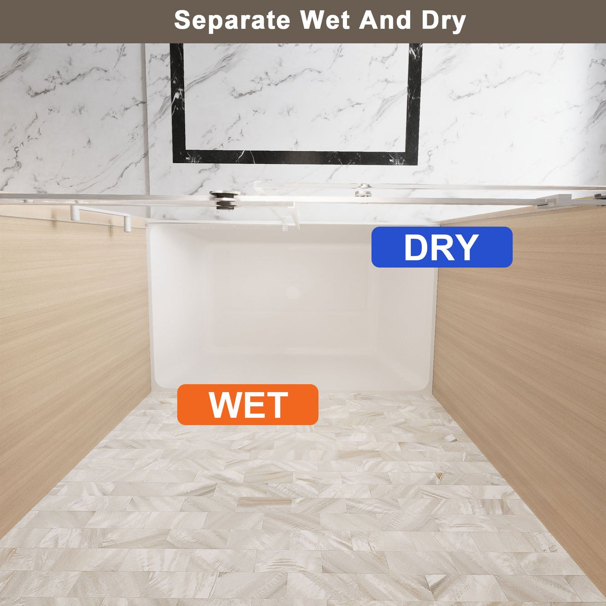 Frameless Single Sliding Shower Door with Square Tube Track - Gray