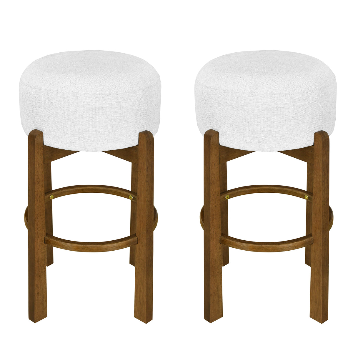 Vera Indoor Wooden Upholstered Barstool with Ivory Cushion - Dark