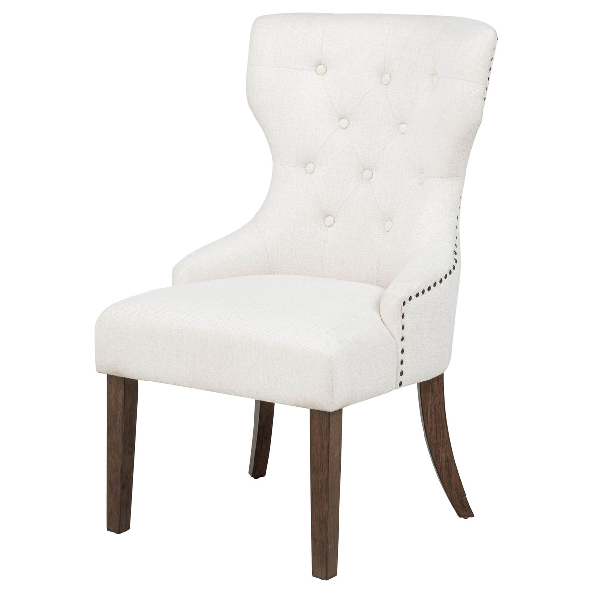 Baney Fabric Upholstered Dining Side Chair Cream and Dark Oak