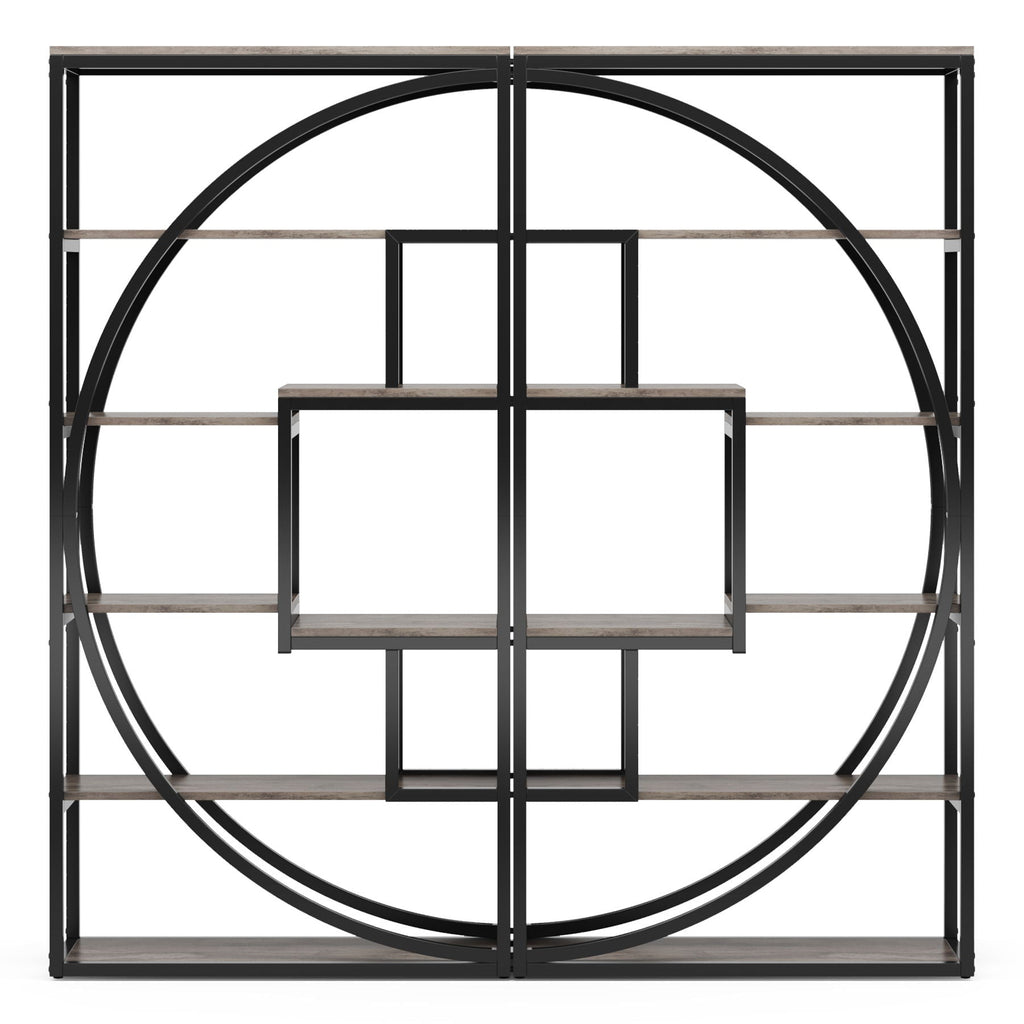 5 Tier Etagere Bookshelf with 8 Open Shelves - Dark Brown or Dark Gray