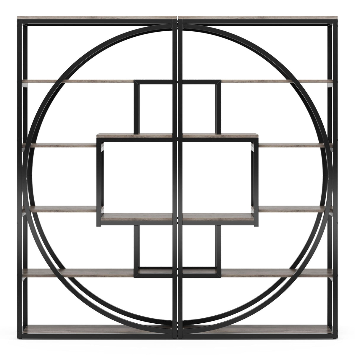 5 Tier Etagere Bookshelf with 8 Open Shelves - Dark Brown or Dark Gray