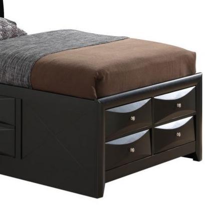 Black Twin Storage Bed with Molded Resin Drawer Fronts - Built-In Storage