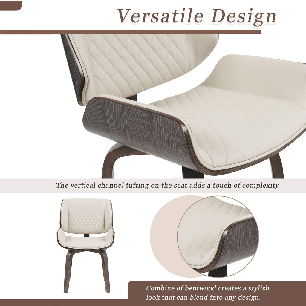 Mid Century Modern Dining Chair Set with 360° Swivel - Beige