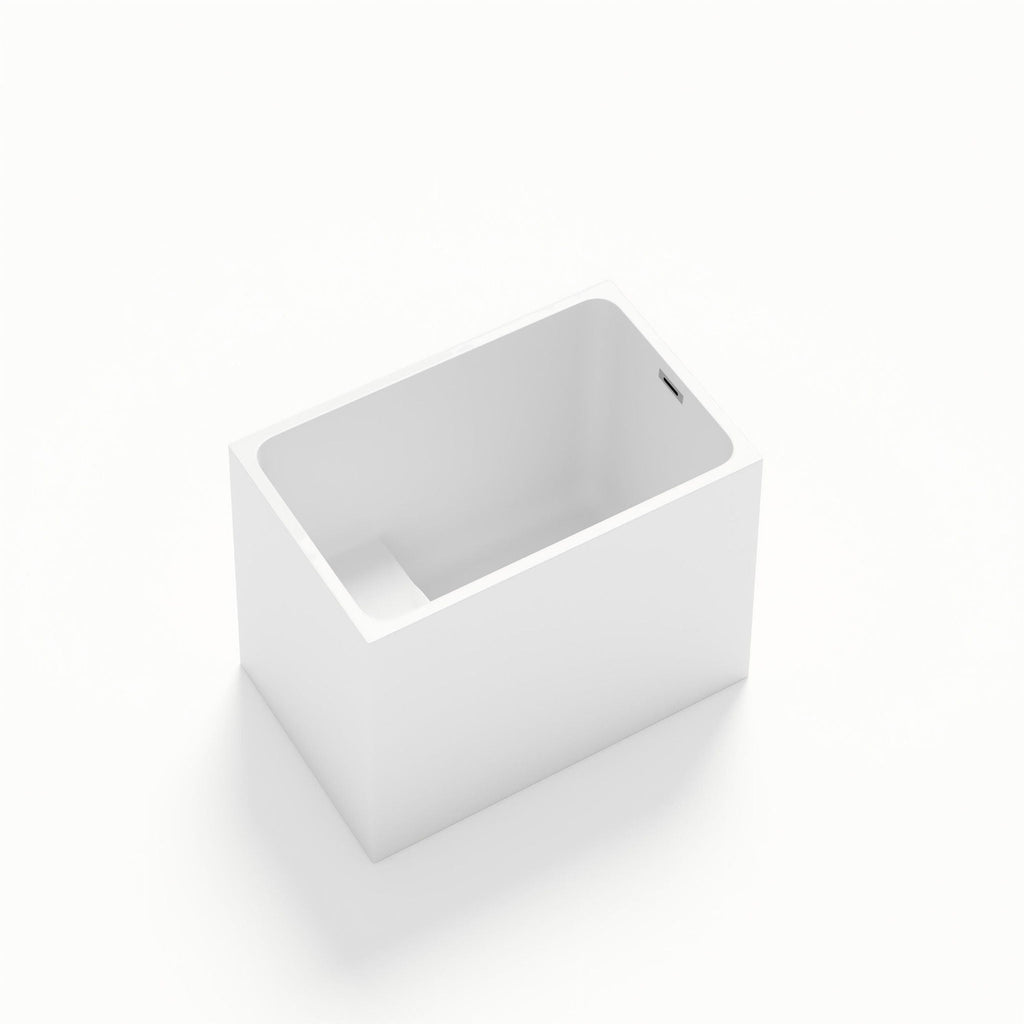 Gloss Freestanding Bathtub with Built-In Seat - White