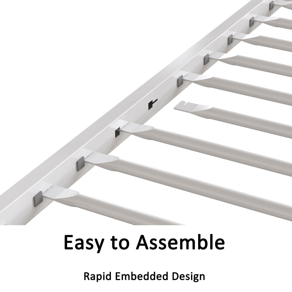 White Metal Bunk Bed with Reinforced Guardrails - Twin over Twin or Twin over Full