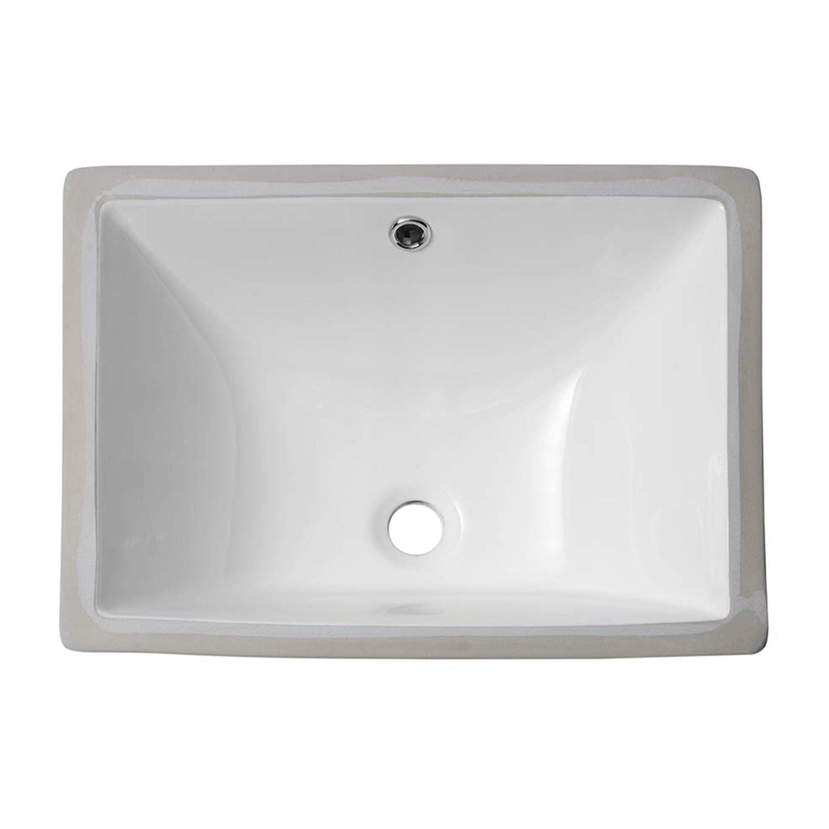 European Style Ceramic Rectangular Undermount Bathroom Sink with Overflow - White