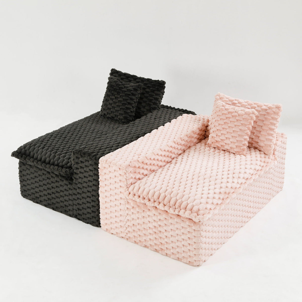 Multifunctional 4-Seater Stationary Sofa with Adjustable Layout - Pink & Black