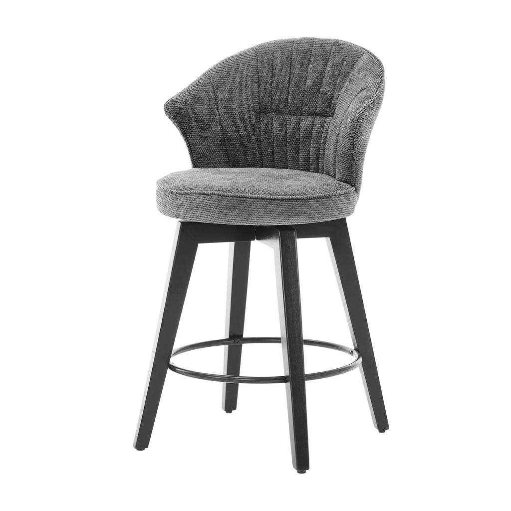 Wing Back Swivel Bar Stools with Adjustable Leveling Feet - Dark Gray or White