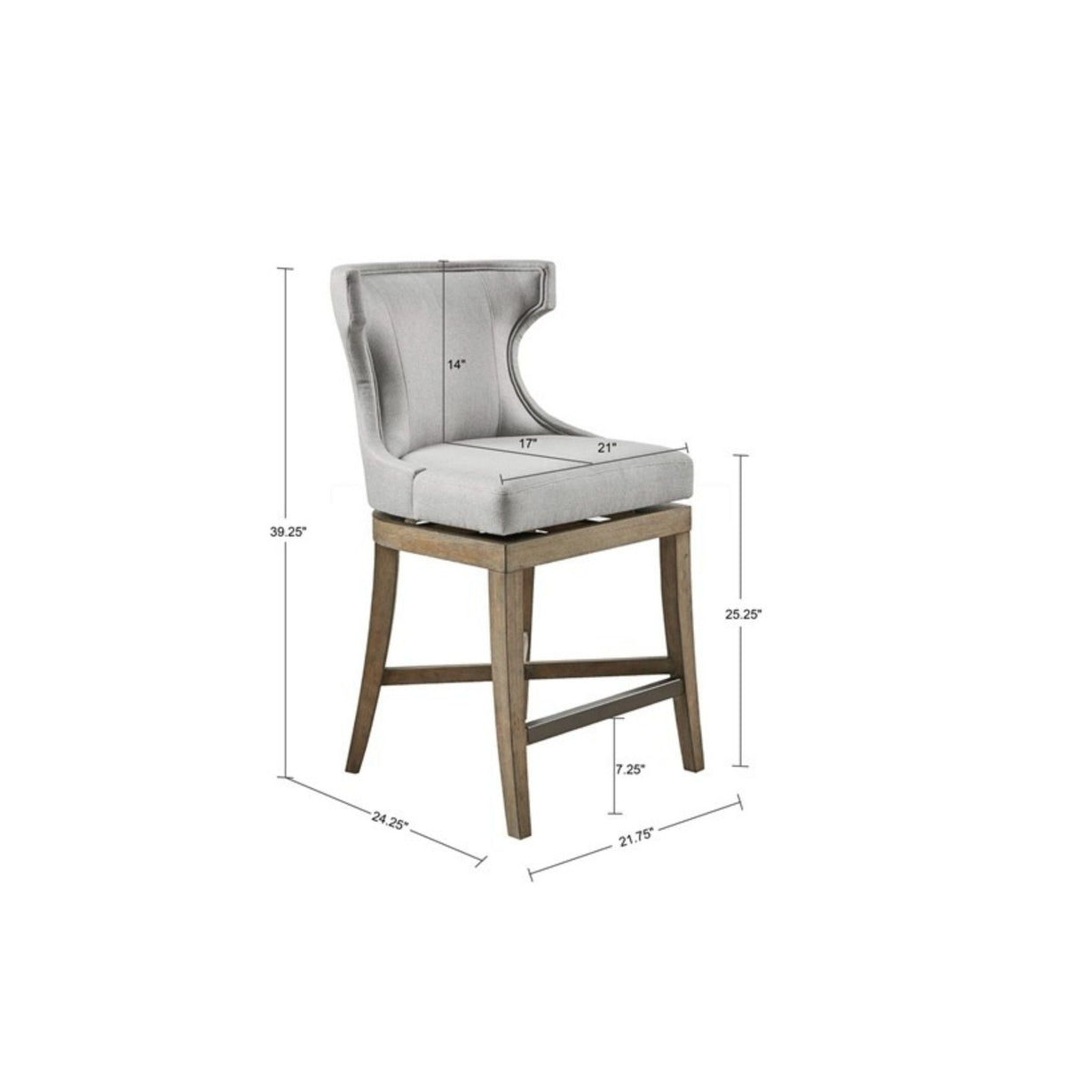 Carson Counter Stool with Swivel Seat - Wingback Design - Beige, Gray, Blue