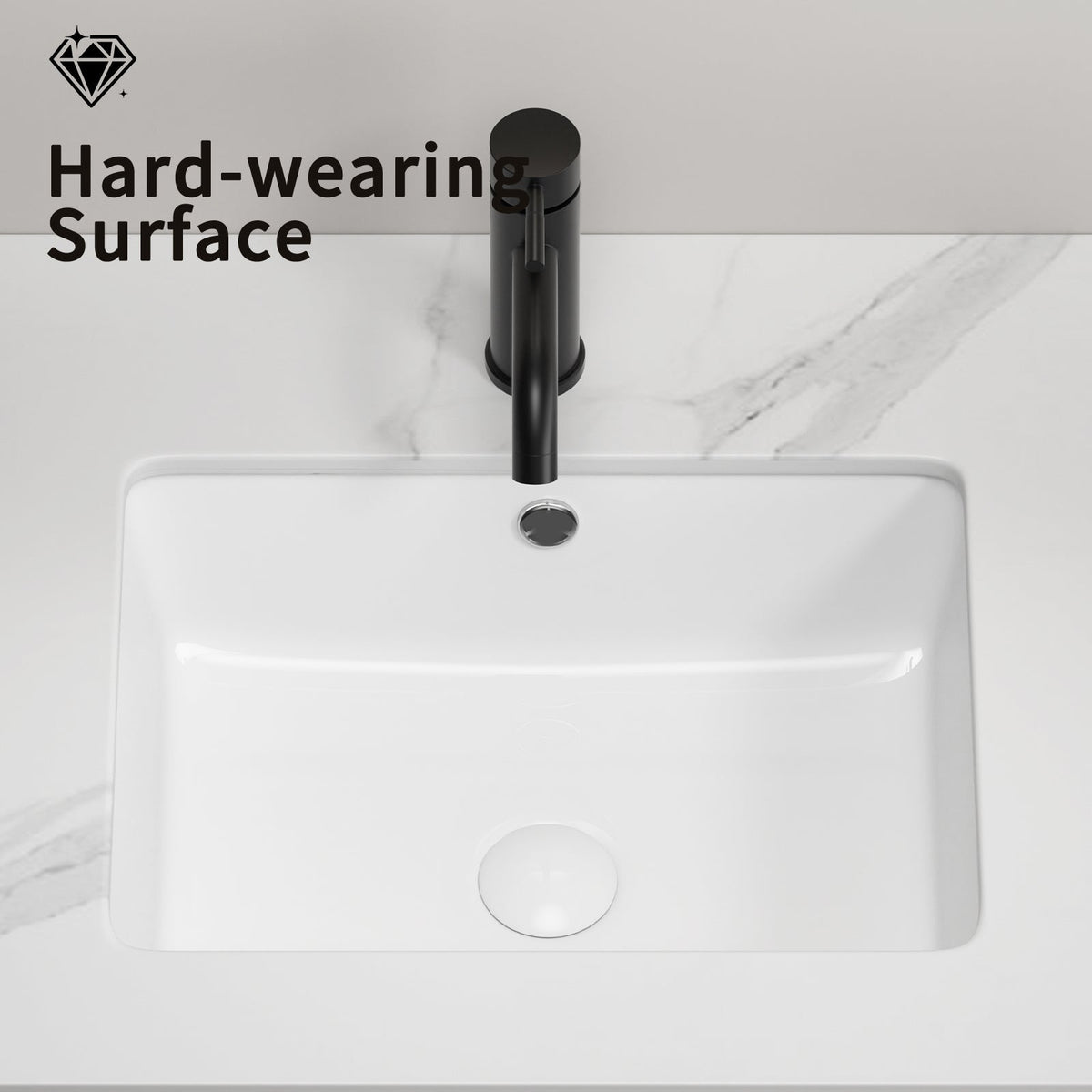 Modern Ceramic Undermount Bathroom Sink with Overflow - White