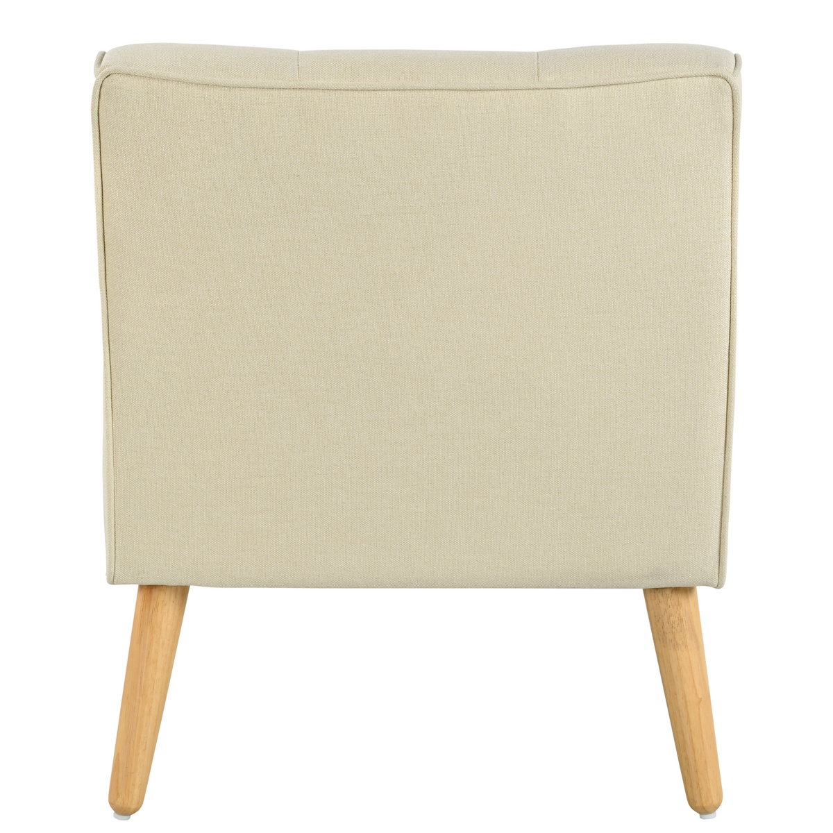 Mid-Century Modern Armchair with Tufted Fabric and Solid Wood Legs - Beige or Blue