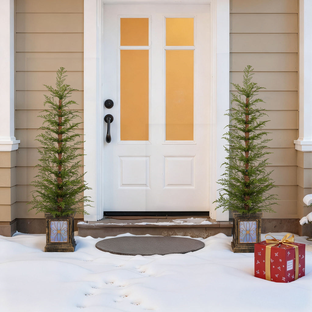 4Ft Pre Lit Artificial Christmas Tree 2 Piece Set with Pre-lit Lights - Green