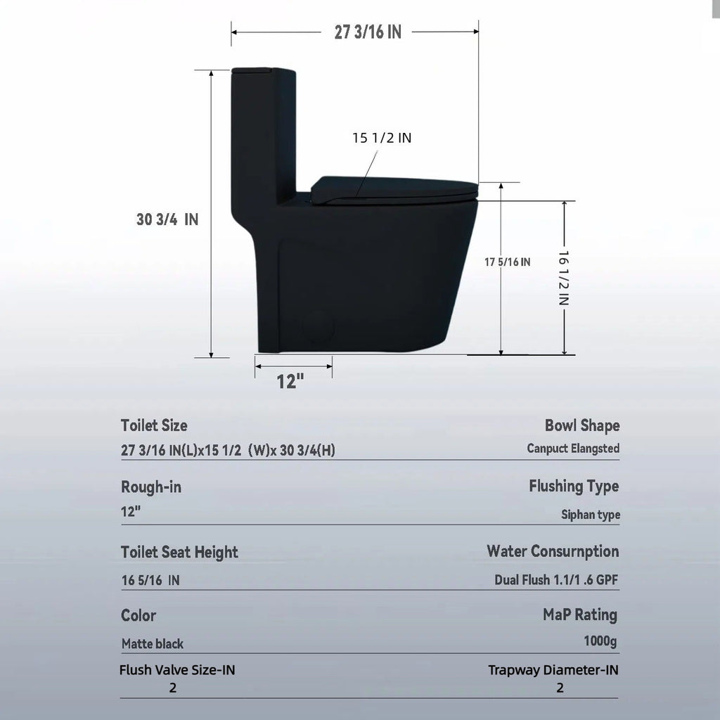 1 Piece Toilet with Tornado Flush and Dual Flush - ADA Height Chair - Gray, Pink, or Black