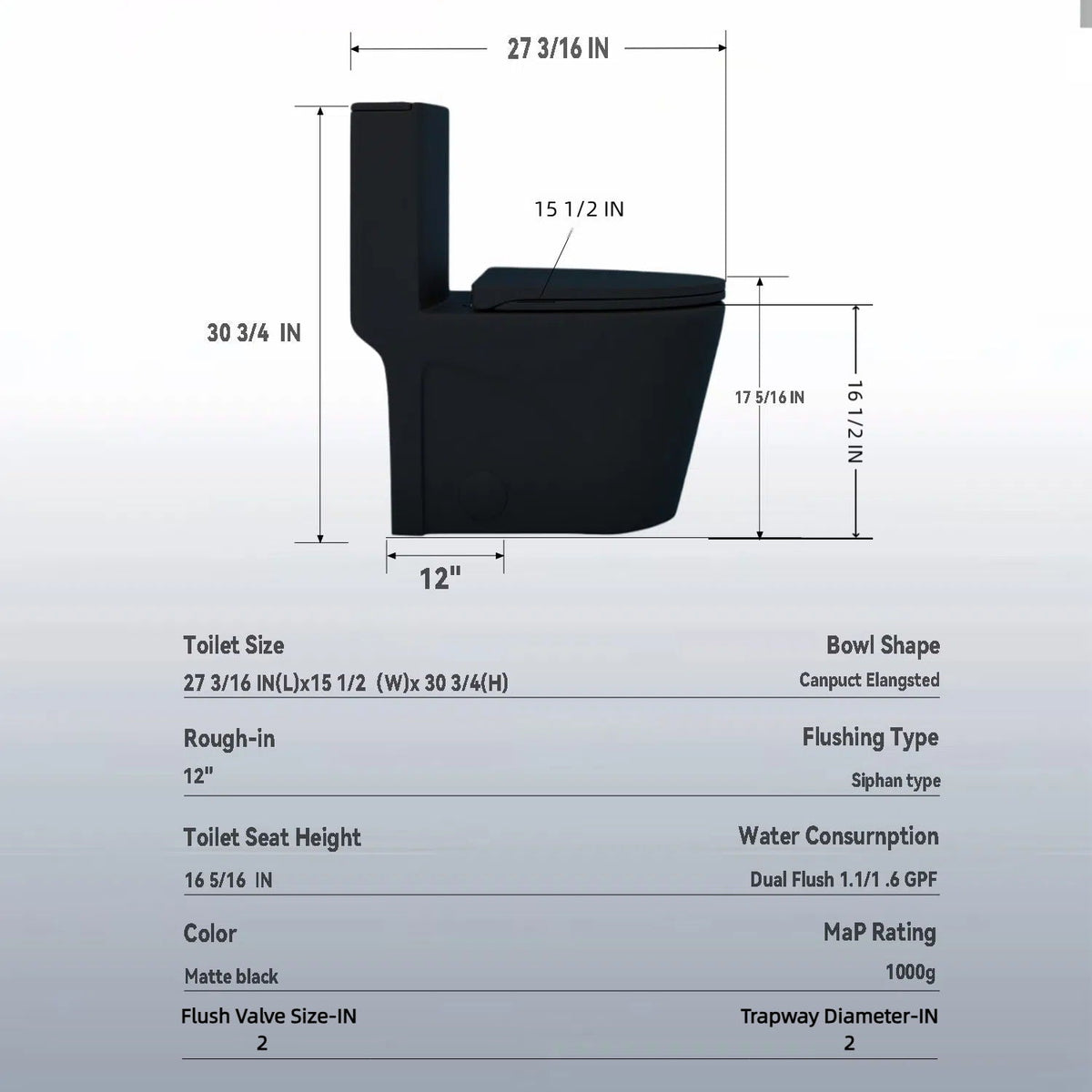 1 Piece Toilet with Tornado Flush and Dual Flush - ADA Height Chair - Gray, Pink, or Black