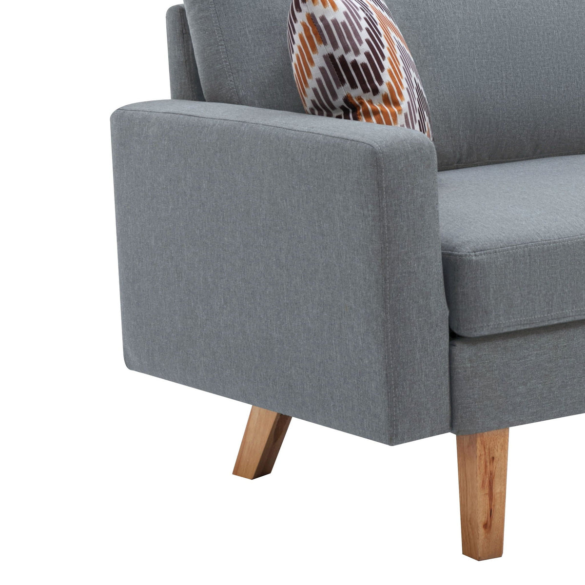 Minimalistic Stationary Sofa with 2 Throw Pillows - Select Color
