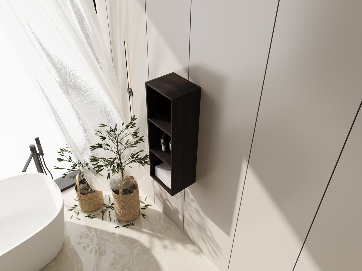 12 Inch Wall Mounted Storage Shelves with Plywood Construction - Dark Oak