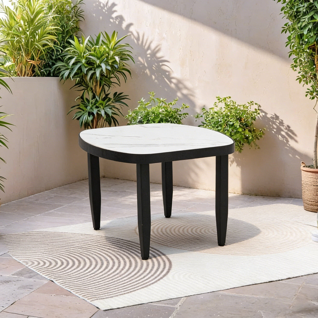 Outdoor Elegance Coffee Table with Rounded Corners – White or Black