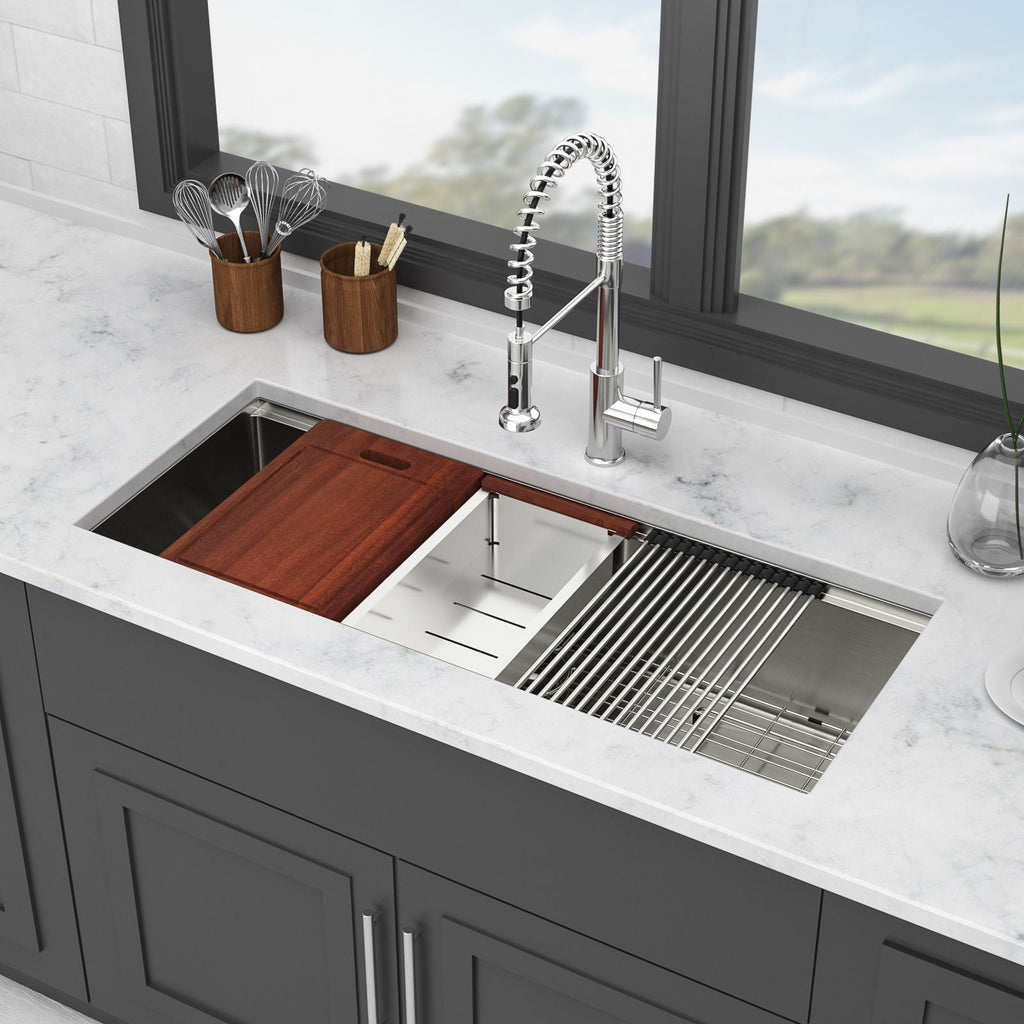 Gray Stainless Steel Undermount Workstation Kitchen Sink with Soundproofing - Single Bowl
