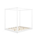 Wood Canopy Platform Bed with Airflow Slats and Support Legs - White or Light Brown