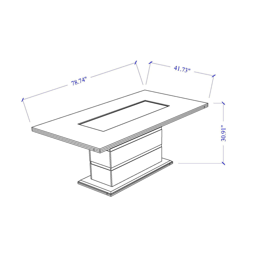 Ariya Dining Table with High Gloss Finish - Dark Gray or White