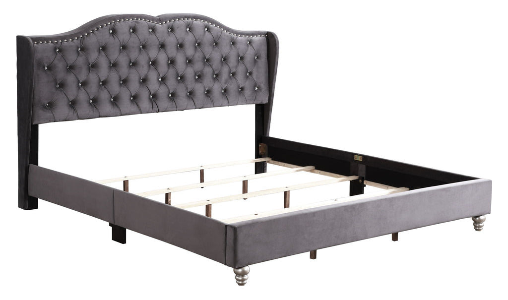 Transitional Upholstered Bed with Jewel Tufting – Multiple Colors