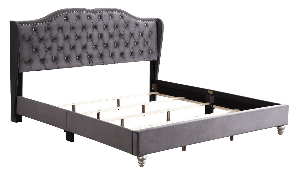 Transitional Upholstered Bed with Jewel Tufting – Multiple Colors