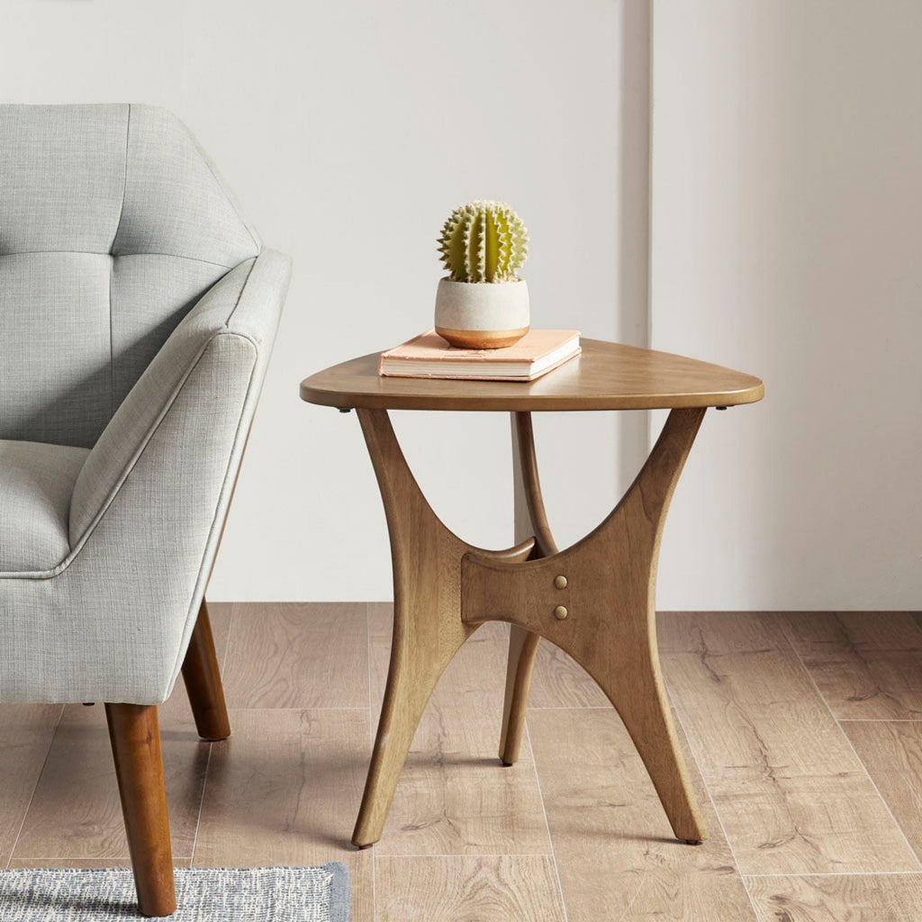 Triangle Side Table with Wood Veneer Top - Dark Brown or Light Brown
